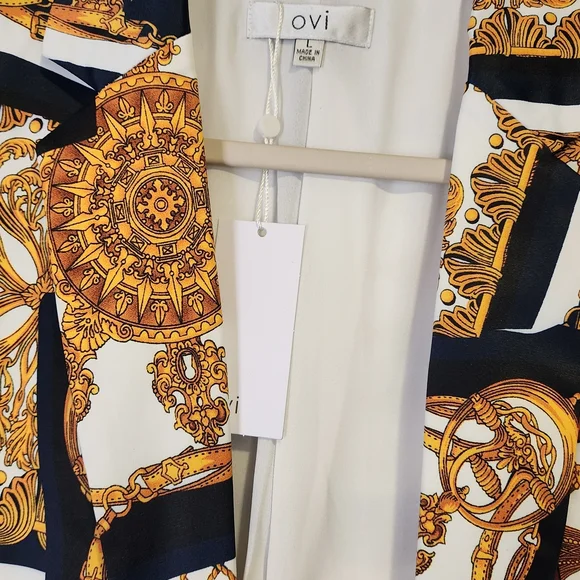 OVI Gold & Black Baroque Print Vest and Shorts Set - Picture 2 of 3